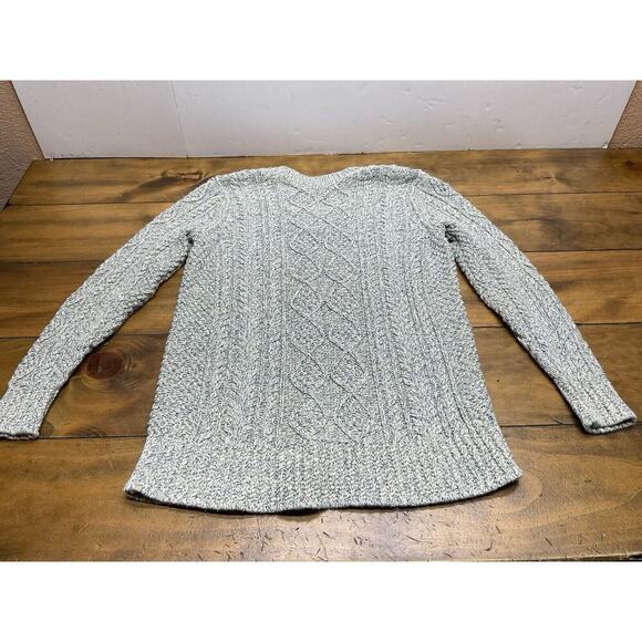 LL Bean Signature Cotton Fisherman Sweater V-Neck Tunic Cable Knit Women's Small - Picture 8 of 9